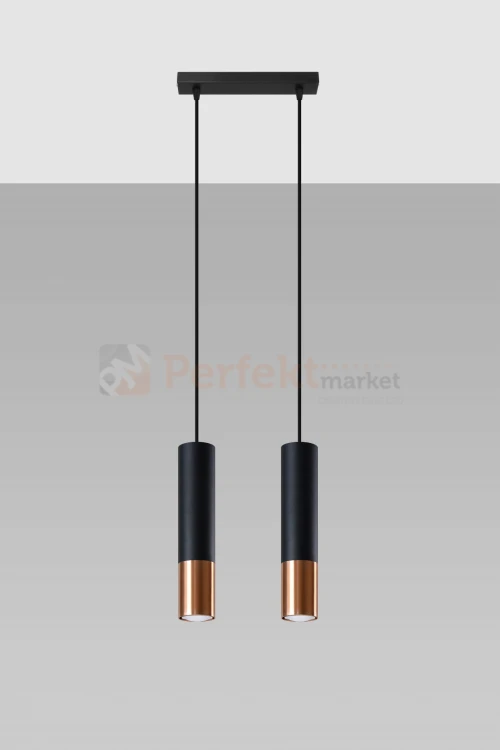 Lampa wisząca LOOPEZ 2 czarny/miedź SL.0947 Sollux