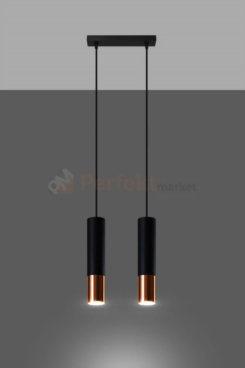 Lampa wisząca LOOPEZ 2 czarny/miedź SL.0947 Sollux