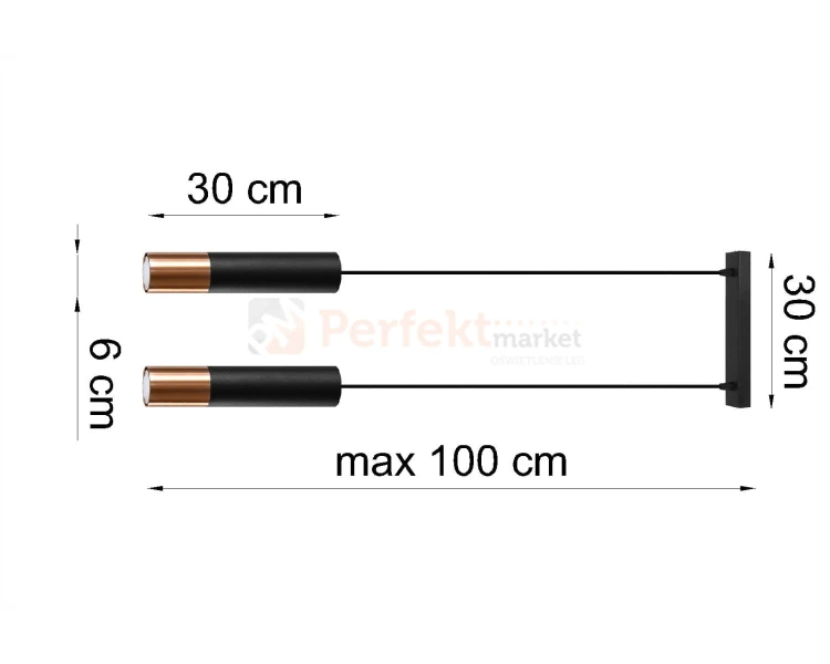 Lampa wisząca LOOPEZ 2 czarny/miedź SL.0947 Sollux