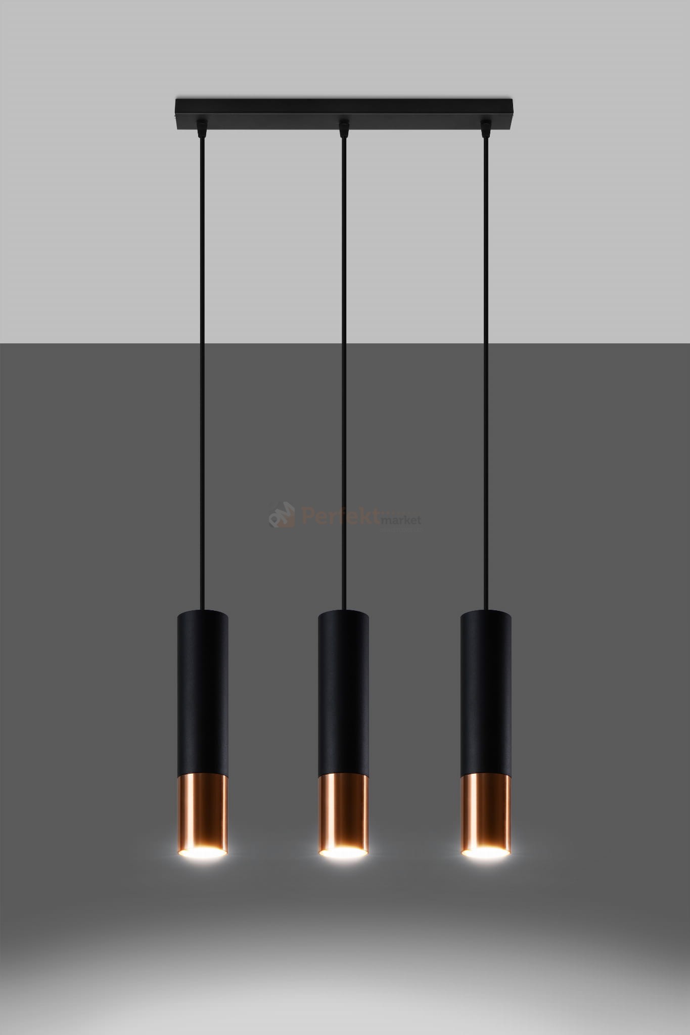 Lampa wisząca LOOPEZ 3L czarny/miedź SL.0948 Sollux