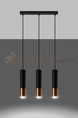Lampa wisząca LOOPEZ 3L czarny/miedź SL.0948 Sollux