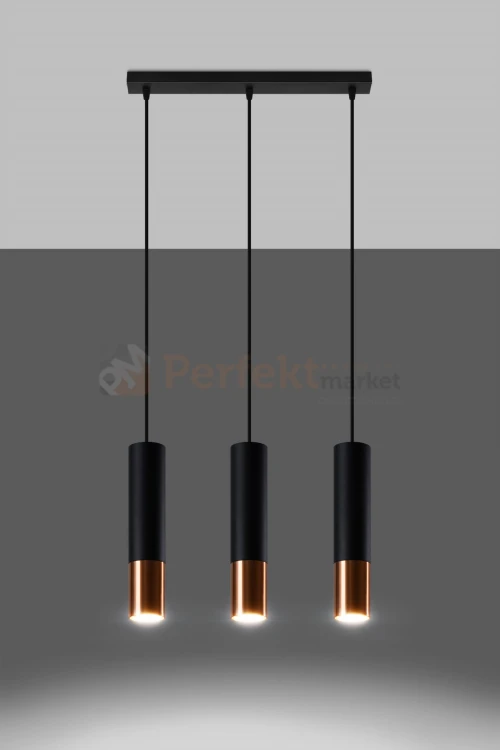 Lampa wisząca LOOPEZ 3L czarny/miedź SL.0948 Sollux