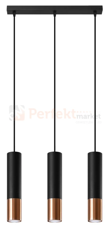 Lampa wisząca LOOPEZ 3L czarny/miedź SL.0948 Sollux
