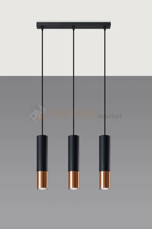 Lampa wisząca LOOPEZ 3L czarny/miedź SL.0948 Sollux