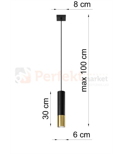 Lampa wisząca LOOPEZ 1 czarny/złoty SL.0952 Sollux