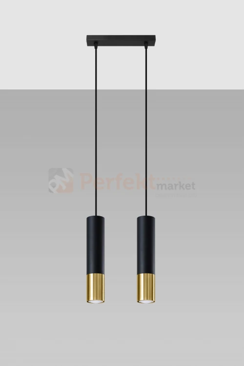 Lampa wisząca LOOPEZ 2 czarny/złoty SL.0953 Sollux