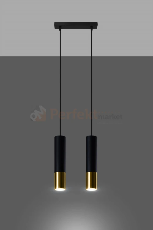 Lampa wisząca LOOPEZ 2 czarny/złoty SL.0953 Sollux