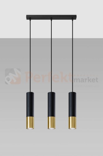 Lampa wisząca LOOPEZ 3L czarny/złoty SL.0954 Sollux