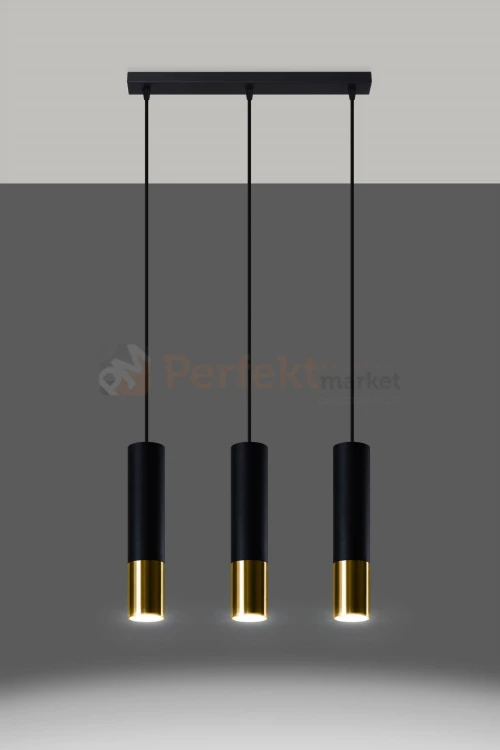 Lampa wisząca LOOPEZ 3L czarny/złoty SL.0954 Sollux