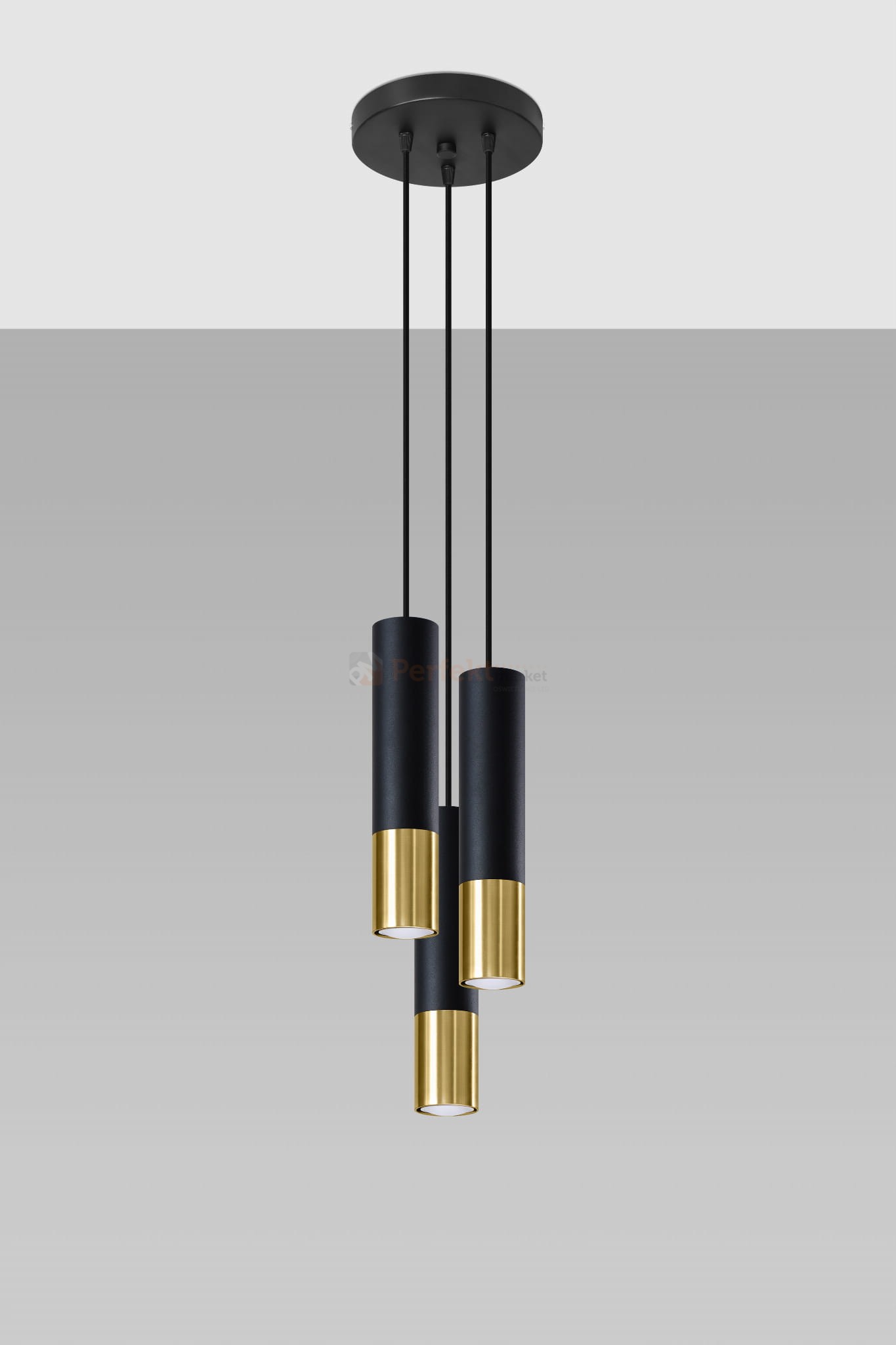 Lampa wisząca LOOPEZ 3P czarny/złoty SL.0955 Sollux