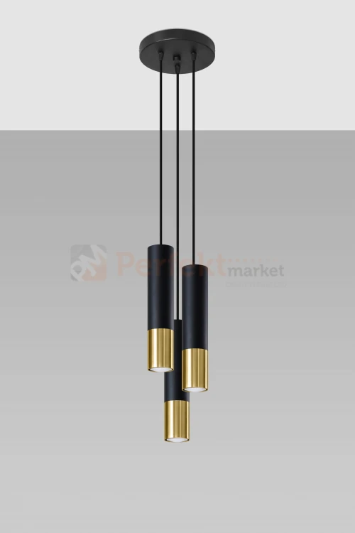 Lampa wisząca LOOPEZ 3P czarny/złoty SL.0955 Sollux