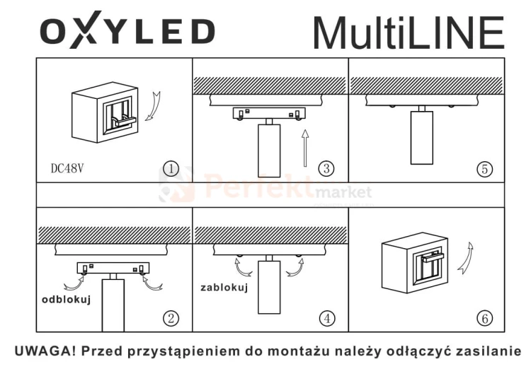oxyled mini spot multiline oprawa magnetyczna LED 48V 7W czarna montaż perfektmarket olsztyn.jpg
