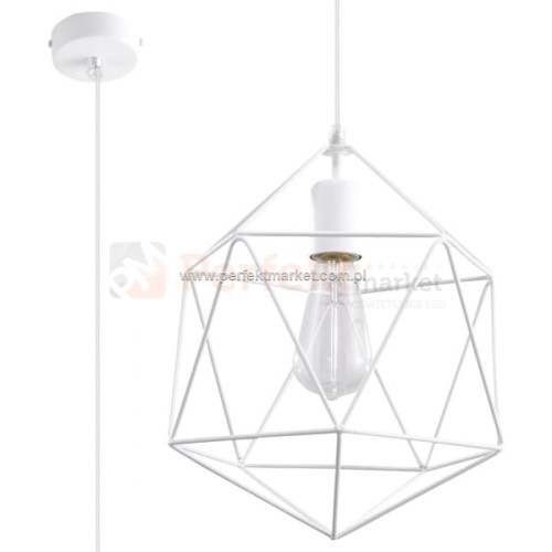 Lampa wisząca druciana geometryczna Gaspare biała SL.0290 perfektmarket sklep led oswietlenie retro żarówka

