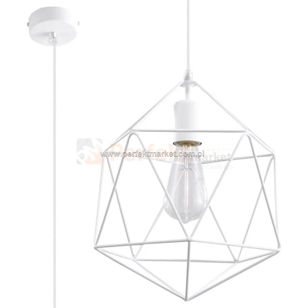 Lampa wisząca druciana geometryczna Gaspare biała SL.0290 perfektmarket sklep led oswietlenie retro żarówka

