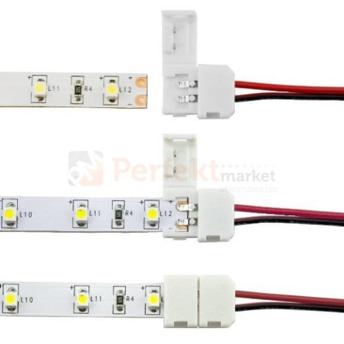 złączka łącznik do tasmy LED 8 mm z przewodem jednostronna perfektmarket.jpg