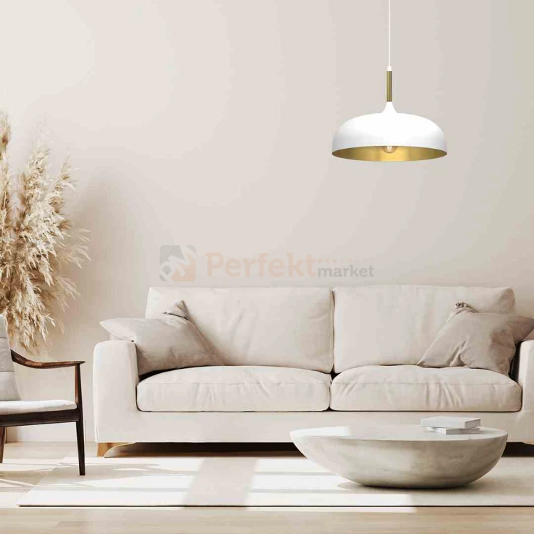 Lampa wisząca LINCOLN WHITE/GOLD 1xE27 45cm MLP8031