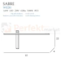MAXLIGHT W0281 KINKIET SABRE 61 cm CZARNY IP23, ściemnialny z włącznikiem d
