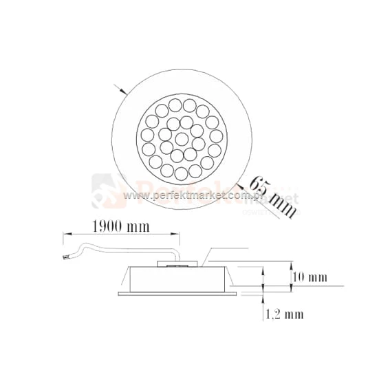 Oprawa meblowa wpuszczana z diodami LED. Wymiary.