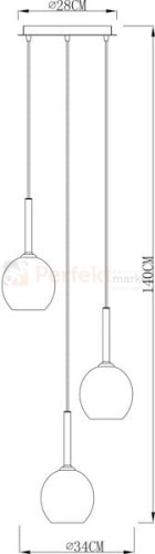Lampa wisząca Monic Copper potrójna sufitowa kule kula oświetlenie_LED wymiary rozmiar led pendant miedziana miedź MD1629-3B  Zuma Line perfektmarket.jpg