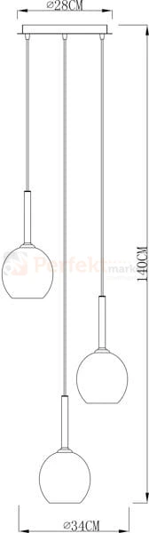 Lampa wisząca Monic Copper potrójna sufitowa kule kula oświetlenie_LED wymiary rozmiar led pendant miedziana miedź MD1629-3B  Zuma Line perfektmarket.jpg