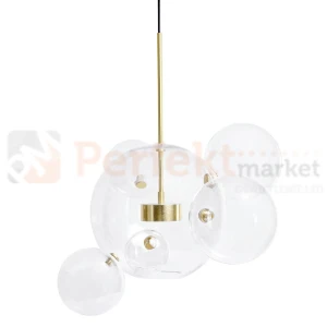 Lampa wisząca CAPRI 6 złota - szklane nieregularne kule King Home