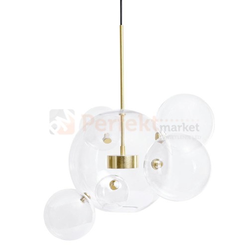 Lampa wisząca CAPRI 6 złota - 60 LED, alumiumium, szkło