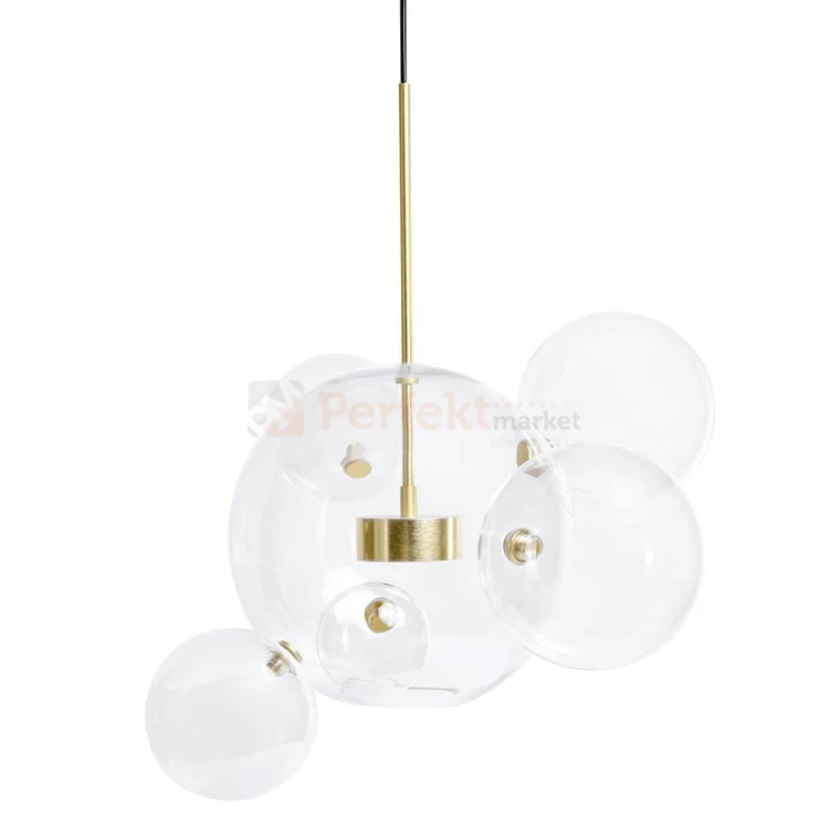 Lampa wisząca CAPRI 6 złota - 60 LED, alumiumium, szkło