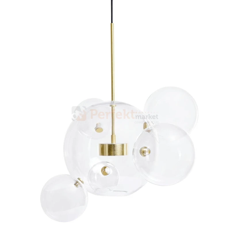 Lampa wisząca CAPRI 6 złota - 60 LED, alumiumium, szkło
