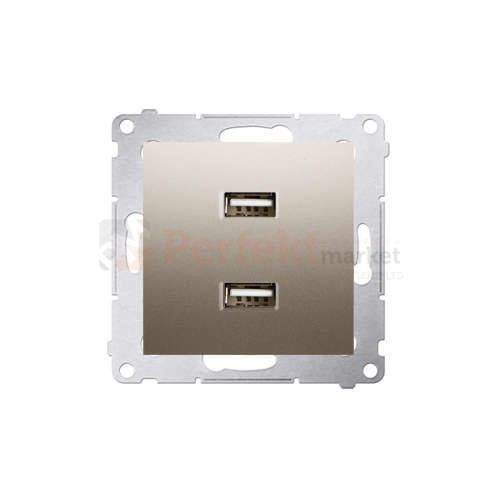 Simon 54 ładowarka do komórki USB podwójne białe DC2USB.01/44 złoty mat bez ramki perfektmarket
