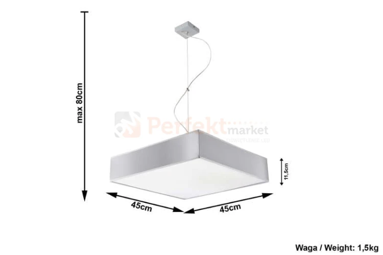 nowoczesna lampa minimal perfektmarket design wisząca sufitowa kwadratowa LED HORUS 45 szara wymiary.jpg
