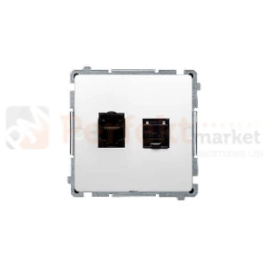 Gniazdo komputerowe podwójne RJ45 kategoria 6 z przesłoną antykurzową Simon Basic BM62.01/11