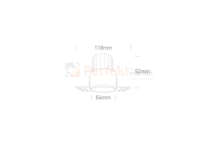 Oprawa wpuszczana LED Belen spot bezramkowy COB 12W 3000K wymiary.jpg