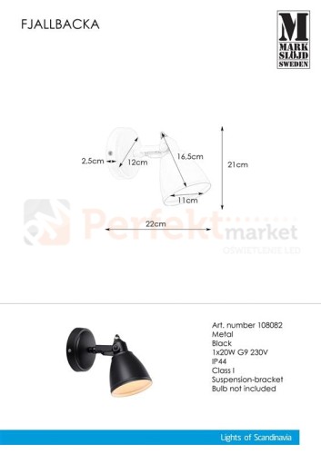FJALLBACKA Kinkiet 1L Czarny IP44 1.jpg