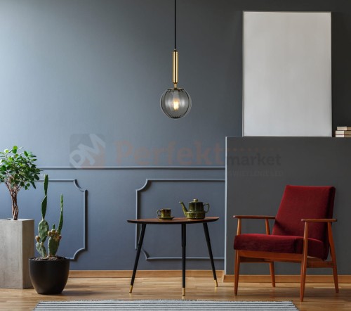 Italux lampa wisząca kula dymiona mosiądz Ravena 15 cm PND-2324-1 BRO+SG 1.jpg