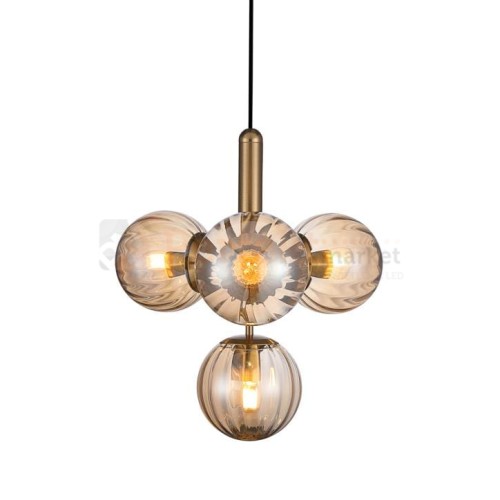 Lampa wisząca Ravena bursztynowa mosiądz Italux PND-2324-4B BRO+AMB 1.jpg