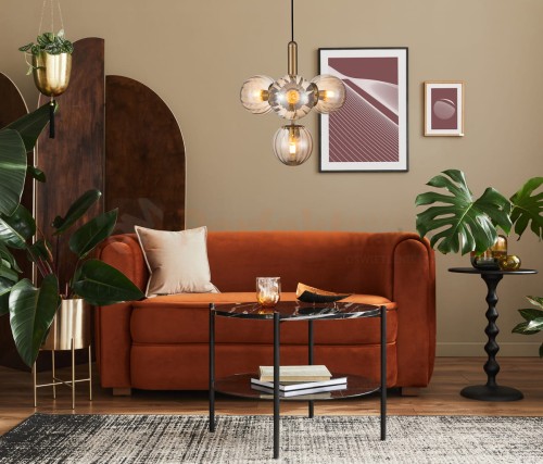 Lampa wisząca Ravena bursztynowa mosiądz Italux PND-2324-4B BRO+AMB wiz.jpg