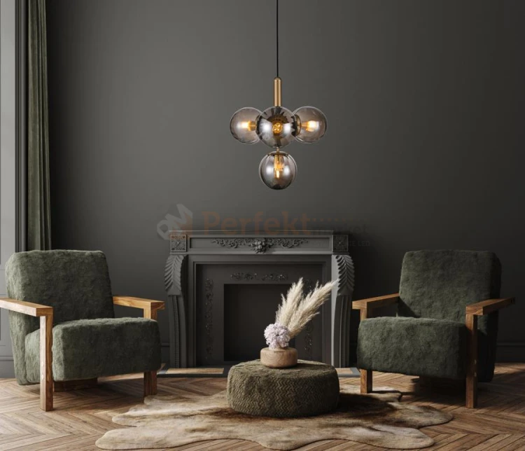 Lampa wisząca Ravena dymiona mosiądz Italux PND-2324-4B BRO+SG wiz.jpg