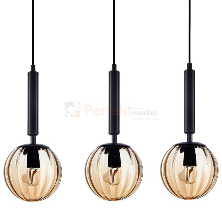 Italux lampa wisząca mosiądz dymione kule Raven PND-2324-3L BK+AMB 1.jpg