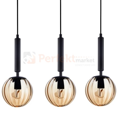 Italux lampa wisząca mosiądz dymione kule Raven PND-2324-3L BK+AMB 1.jpg