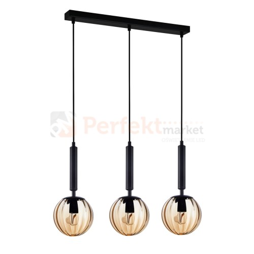 Italux lampa wisząca mosiądz dymione kule Raven PND-2324-3L BK+AMB.jpg