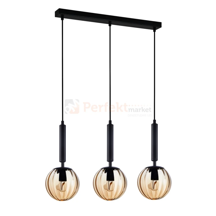 Italux lampa wisząca mosiądz dymione kule Raven PND-2324-3L BK+AMB.jpg