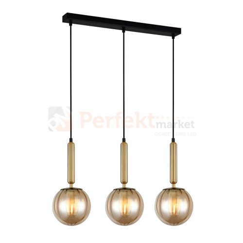 Italux lampa wisząca mosiądz bursztynowe kule Raven PND-2324-3L BRO+AMB perfektmarket.jpg