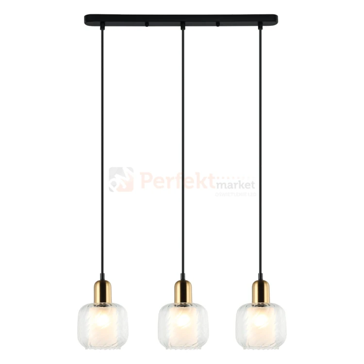Lampa wisząca Lamezia brąz antyczny czarna Italux PND-67594-3-BRO+CL.jpg