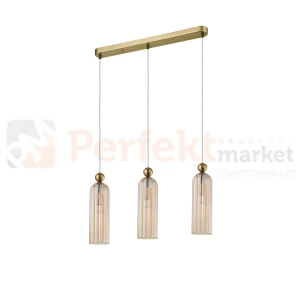 Piega 3 lampa wisząca złota z złotym kloszem 3xE14 LP-939/3L amber Light Prestige