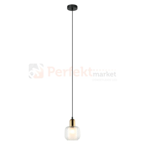 Lampa wisząca Lamezia szkło brąz antyczny czarny Italux PND-67594-1-BRO+CL 1.jpg
