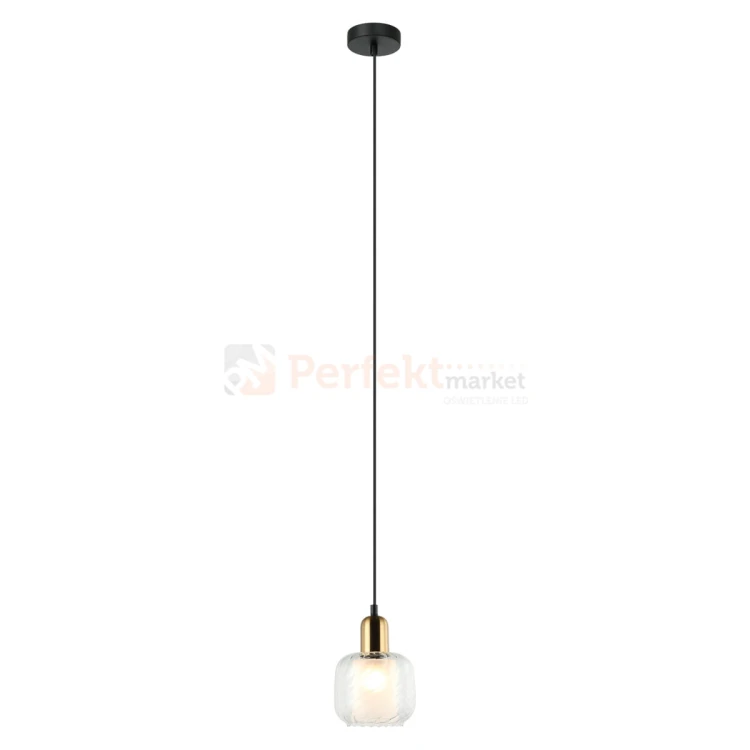 Lampa wisząca Lamezia szkło brąz antyczny czarny Italux PND-67594-1-BRO+CL 1.jpg