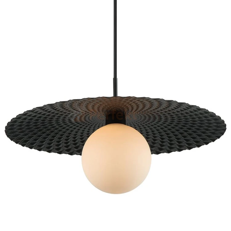 Malor lampoa wisząca czarna kapelusz mleczny klosz italux PND-4602-1-XL-BLK perfektmarket det.jpg