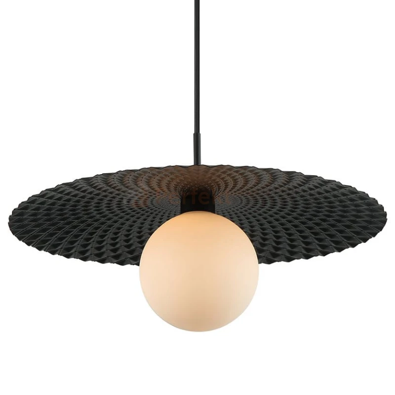 Malor lampoa wisząca czarna kapelusz mleczny klosz italux PND-4602-1-XL-BLK perfektmarket.jpg