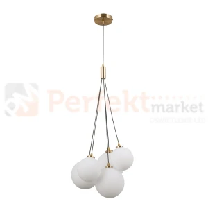 Lampa wisząca Perlos mosiądz mleczne kule Italux PND-54456-5-HB