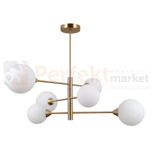 Lampa wisząca Evora mosiądz mleczne kule Italux PND-55342-6-HB
